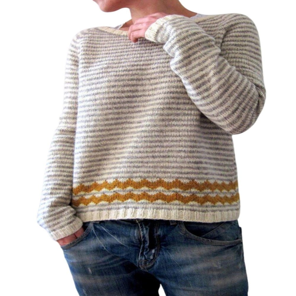 DMOYALA Women's Fair Isle Sweater Striped Yellow Long Sleeve Boat Neck Lightweight Cropped Pullover Tops 2024 Fall Fashion Vintage Casual Fit Knitted Sweater Tops for Winter Christmas