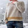 DMOYALA Women's Fair Isle Sweater Striped Yellow Long Sleeve Boat Neck Lightweight Cropped Pullover Tops 2024 Fall Fashion Vintage Casual Fit Knitted Sweater Tops for Winter Christmas view 4