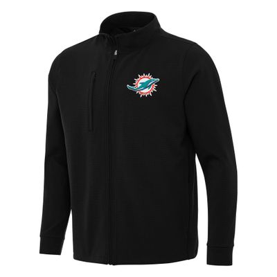 Antigua Men's Black Miami Dolphins Regard Full-Zip Jacket