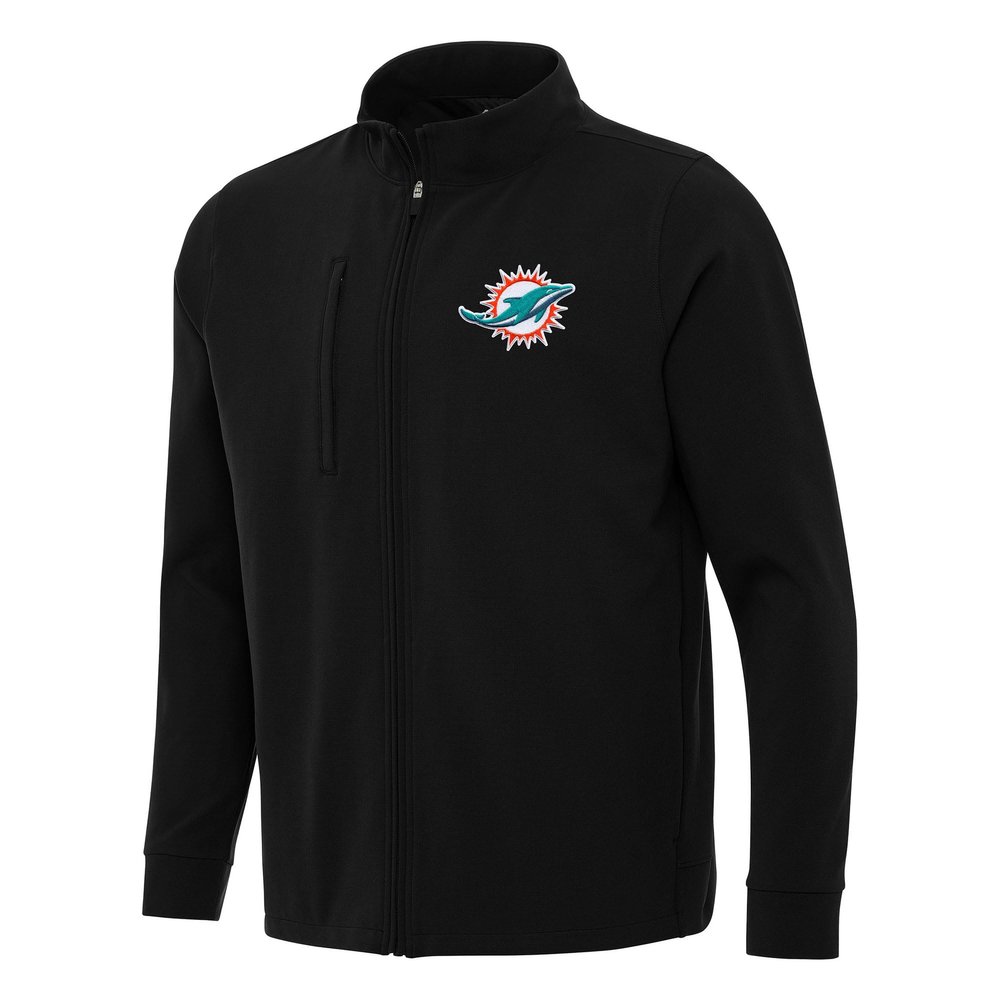 Antigua Men's Black Miami Dolphins Regard Full-Zip Jacket