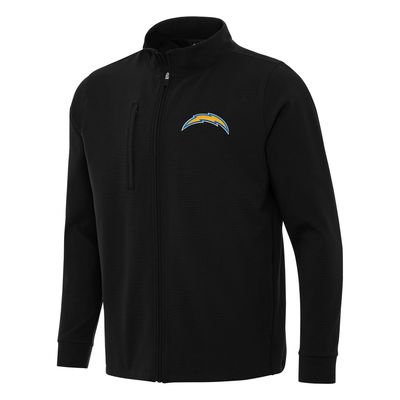 Antigua Men's Black Los Angeles Chargers Regard Full-Zip Jacket