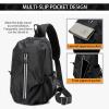 HCWENZH Small Sling Bag for Men Women,Crossbody Sling Backpack Chest Bag Daypack Crossbody Bag for Outdoors Hiking Travel (Black) view 4