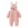 Newborn Baby Boy Girl Fleece Hooded Jumpsuit Snowsuit Cute Rabbit Ear Romper Winter Coat Bunny Warm (Pink, 6-12 Months) view 1