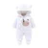 Newborn Baby Bear Fleece Snowsuit Winter Coat Footed Jumpsuit Hooded Romper for Boy Girl Warm Fuzzy (White, 3-6 Months) view 1