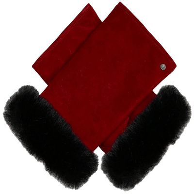 Dents Fingerless Mittens Berry & Black Women's S