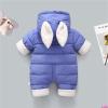 Baby Girls' One-Piece Puffer Winter Snowsuit with Hood Newborn Boy Bunny Fleece Lined Jumpsuit Down (Blue, 3-6 Months) view 3