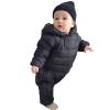 Newborn Baby Boy Girl Snowsuit Winter Puffer Jacket Warm Hoodie Romper Jumpsuit Lightweight Down (Black, 6-12 Months) view 2