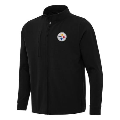 Antigua Men's Black Pittsburgh Steelers Regard Full-Zip Jacket