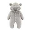 Newborn Baby Boy Girl Winter Snowsuit Cute Bear Ears Fluffy Fleece Jumpsuit Warm Hooded Romper (Grey, 3-6 Months) view 1