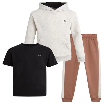 RBX Boys Sweatsuit Set - 3 Piece Active Fleece Jogger Sweatpants Hoodie and T-Shirt for Boys - Athletic Outfit (Sizes 2T-12), Size 8, Bone Black