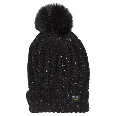Polar Extreme Heat Womens Sherpa Lined Marl Cuff HAT OSFM- Black Marl