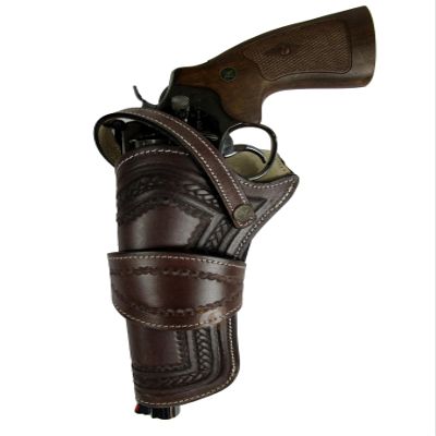 Gun Holster for Men Women Pistol Cover Revolver Holder Tooled Leather Universal FIT Open Bottom | Left Handed (Heart - Brown)