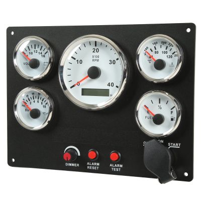 Boat Dash Panel, Boat Switch Panel with Accessories Aluminum Alloy ABS Marine Switch Panel for Caravan Yacht Fishing Boat Ship (White Dial)