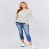 Emmalise Women's Thermal Crew Neck Long Sleeves Fitted Top, Ivory, 2X-Large view 2