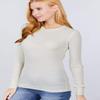 Emmalise Women's Thermal Crew Neck Long Sleeves Fitted Top, Ivory, 2X-Large view 4
