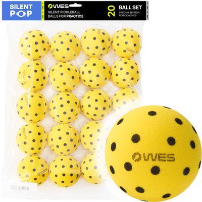 WES Silent Pickleball Balls - Foam & Soft Pickleball Practice Balls with Exact Real Ball Bounce - Quiet Pickleball Balls for Indoor Use