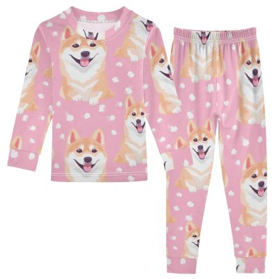 ALAZA Shiba Inu Dog 2 Piece Pajama Set Long Sleeve Top and Pants Sleepwear Unisex 5T