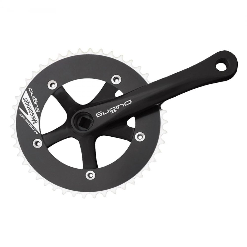 Sugino RD-2 Messenger Single-Speed Crankset 165mm x 46T Aluminum Forged Arms, 130bcd, 103mm JIS Square Taper, Lightweight Cycling Gear for Urban & Messenger Bikes