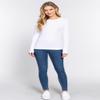 Emmalise Women's Thermal Crew Neck Long Sleeves Fitted Top, White, 2X-Large view 2