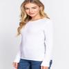 Emmalise Women's Thermal Crew Neck Long Sleeves Fitted Top, White, 2X-Large view 4