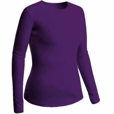 Emmalise Women's Thermal Crew Neck Long Sleeves Fitted Top, Purple, Medium