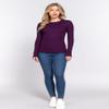 Emmalise Women's Thermal Crew Neck Long Sleeves Fitted Top, Purple, Medium view 2