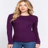 Emmalise Women's Thermal Crew Neck Long Sleeves Fitted Top, Purple, Medium view 3