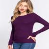 Emmalise Women's Thermal Crew Neck Long Sleeves Fitted Top, Purple, Medium view 4
