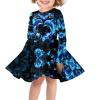 Viewamoon Dolphon Blue Dresses Casual Little Girls Dress Long Sleeve Fall Midi Length Skirt Fashion Swing Dress for Party view 1