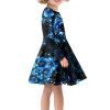 Viewamoon Dolphon Blue Dresses Casual Little Girls Dress Long Sleeve Fall Midi Length Skirt Fashion Swing Dress for Party view 2