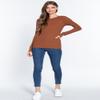 Emmalise Women's Thermal Crew Neck Long Sleeves Fitted Top, Truffle, 1X-Large view 2