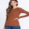 Emmalise Women's Thermal Crew Neck Long Sleeves Fitted Top, Truffle, 1X-Large view 4