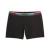 TomboyX No Fly Boxer Briefs Underwear With Flat Front for Women, 6 Inseam, Cotton Blend, Sustainable Soft Stretch Fabric, Gender Neutral Boy Shorts Panties, Size 5X, Black Rainbow Logo view 1