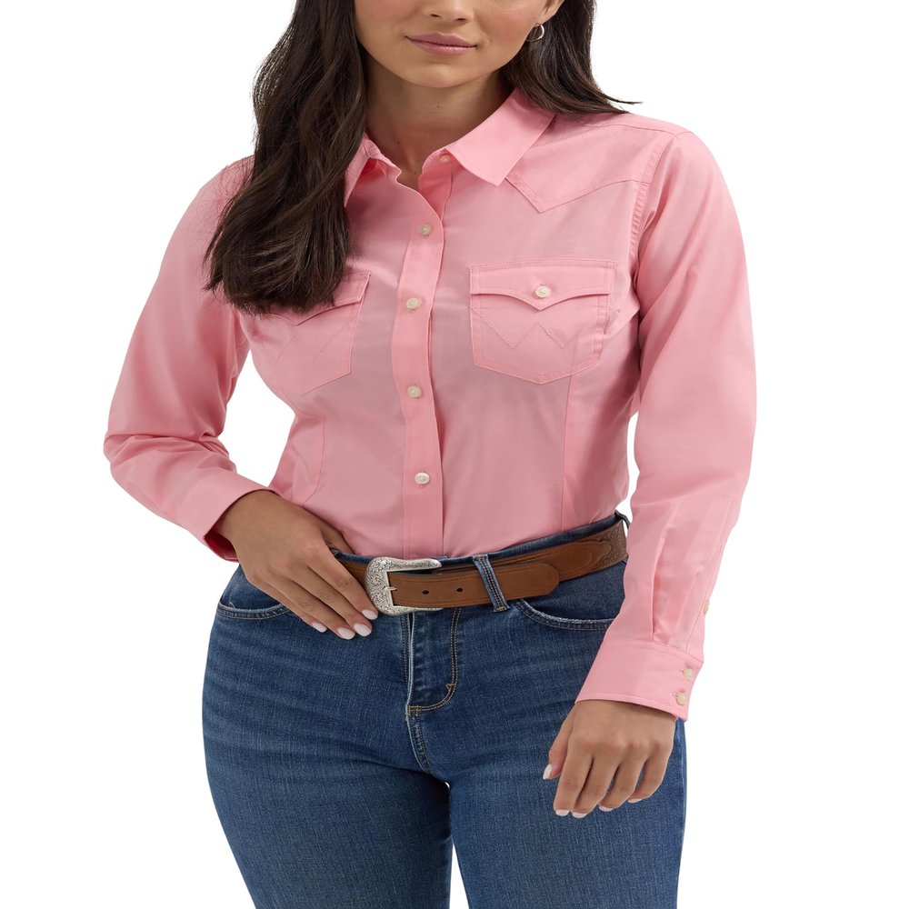 Wrangler Western Women's Retro Button-Down Shirt, Pink, 3X-Large