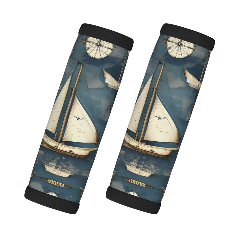 2 Packs Sailboat Map Luggage Handle Wraps for Suitcase Comfort Soft Luggage Handle Covers for Travel