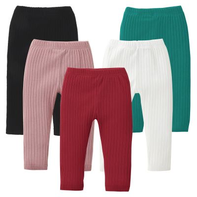 DREAM BUS 5 Pack Toddler Girl Pants Baby Girl Solid Ribbed Pants Toddler Girls Bottoms Leggings Newborn Cotton Jogger