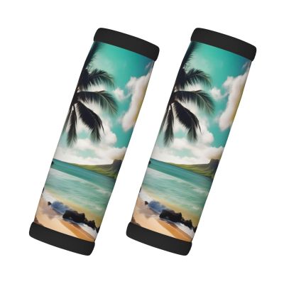 2 Packs Tropical Beach Palms Luggage Handle Wraps for Suitcase Comfort Soft Luggage Handle Covers for Travel