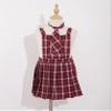 JEATHA Kids Girls School Uniform Jumper Plaid Overalls Dresses Summer Sleeveless Pleated Dress with Tie Red 12 Years view 3