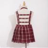 JEATHA Kids Girls School Uniform Jumper Plaid Overalls Dresses Summer Sleeveless Pleated Dress with Tie Red 12 Years view 4