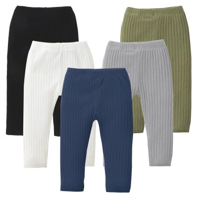 DREAM BUS 5 Pack Toddler Girl Pants Baby Girl Solid Ribbed Pants Toddler Girls Bottoms Leggings Newborn Cotton Jogger