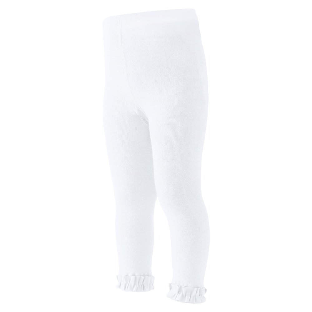Mini angel Baby Leggings White Leggings Toddler Footless Tights 6-12 Months Girls Ruffle Leggings Cotton Stockings Pants, 1 Pack(White,S)