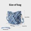 AdiStylinno Women Denim Bucket Bag, Jean Small Crossbody Bags for Women, Fashion Rhombus Shoulder Bag with Drawstring (Light Blue) view 2