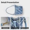 AdiStylinno Women Denim Bucket Bag, Jean Small Crossbody Bags for Women, Fashion Rhombus Shoulder Bag with Drawstring (Light Blue) view 3