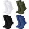 Janmercy 4 Pairs Slouch Socks for Women Bulk Boot Stacked 80s 90s Neon Slouch Knit Scrunchie Winter Warm Socks(Medium,White, Blue, Green, Black) view 1