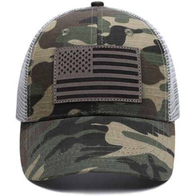American Flag Trucker Hat - Snapback Hats for Men Women Baseball Cap - Breathable Mesh & Adjustable Fit for Casual Wear-Green Camo