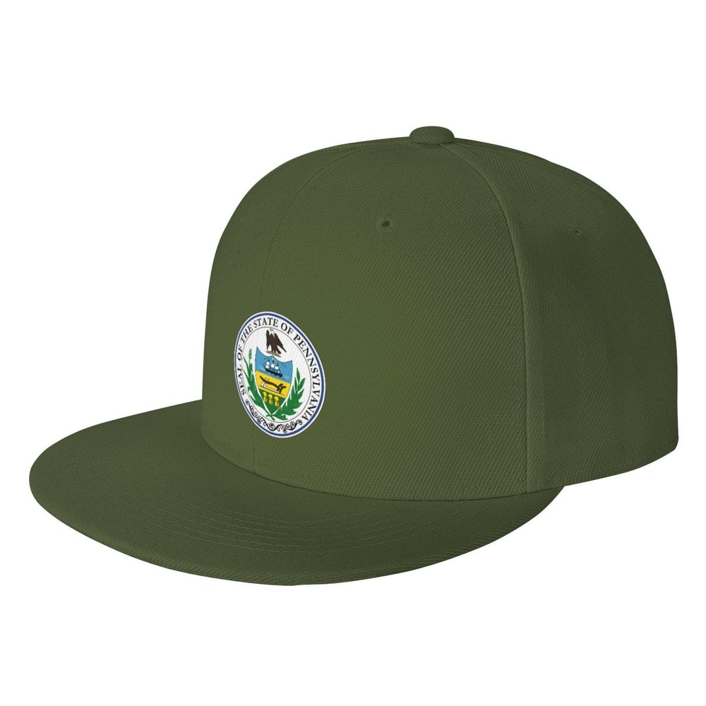 SIYTUAU Seal of Pennsylvania Snapback Hat for Men Women Baseball Cap Trucker Flat Bill Hats Dad Caps Moss Green