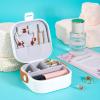 Bestewelry Travel Jewelry Case Silicone Square Portable Travel Jewelry Box with Handle Small Buckle Travel Jewelry Organizer for Beach Seaside Pool Party - White view 2