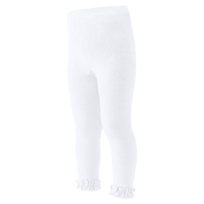 Angel Baby Girls Ruffle Leggings, Footless Tights, Cotton Stockings, White, 4-6 Years, 1 Pack(XL)