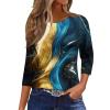 3/4 Sleeve Cotton Tops for Womens Dressy Shirts Crewneck Tops,Women Tunic Casual Loose Fit Shirt Floral Print Blouse view 1