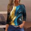3/4 Sleeve Cotton Tops for Womens Dressy Shirts Crewneck Tops,Women Tunic Casual Loose Fit Shirt Floral Print Blouse view 2